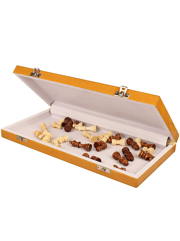 Wooden Folding Chess Board Set Size - 18x18 inches